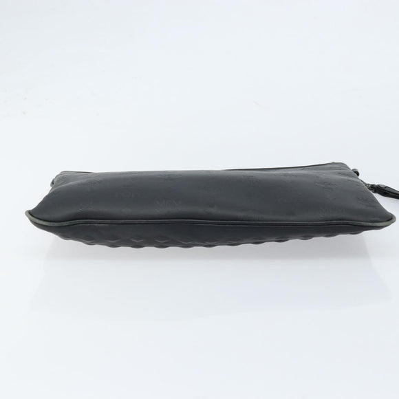 MCM Vicetos Logogram Clutch Bag Leather Black Silver Auth 173812
