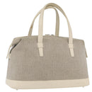 LOEWE Hand Bag Canvas Beige Silver Auth 173814-1