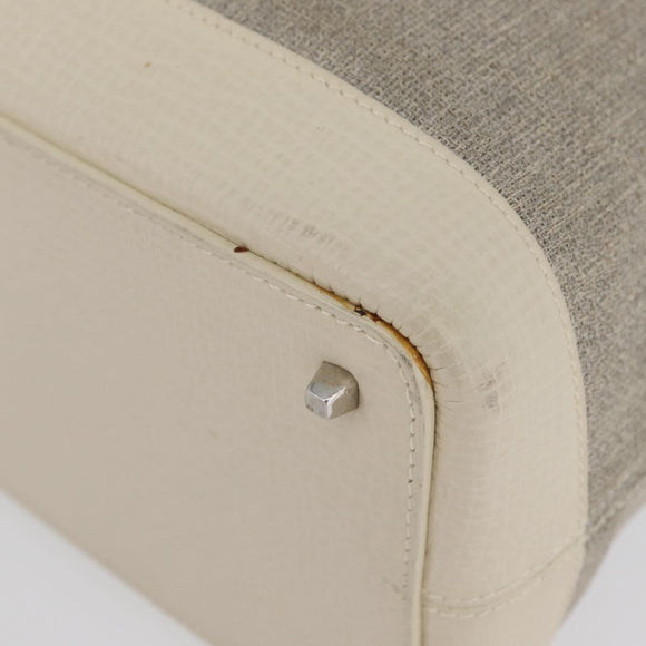 LOEWE Hand Bag Canvas Beige Silver Auth 173814