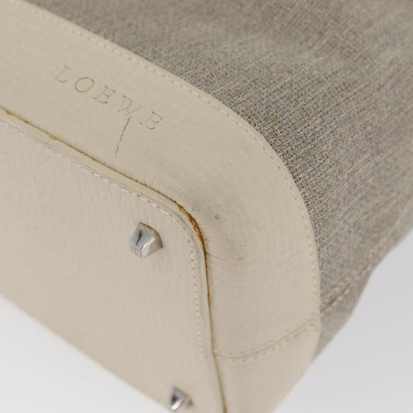 LOEWE Hand Bag Canvas Beige Silver Auth 173814