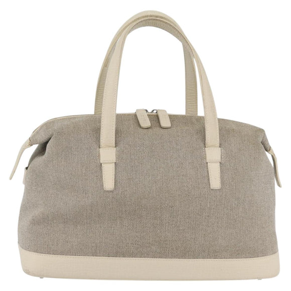 LOEWE Hand Bag Canvas Beige Silver Auth 173814