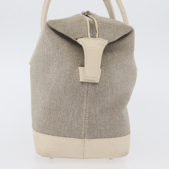 LOEWE Hand Bag Canvas Beige Silver Auth 173814