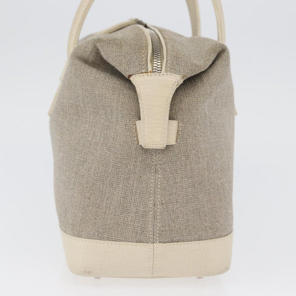 LOEWE Hand Bag Canvas Beige Silver Auth 173814