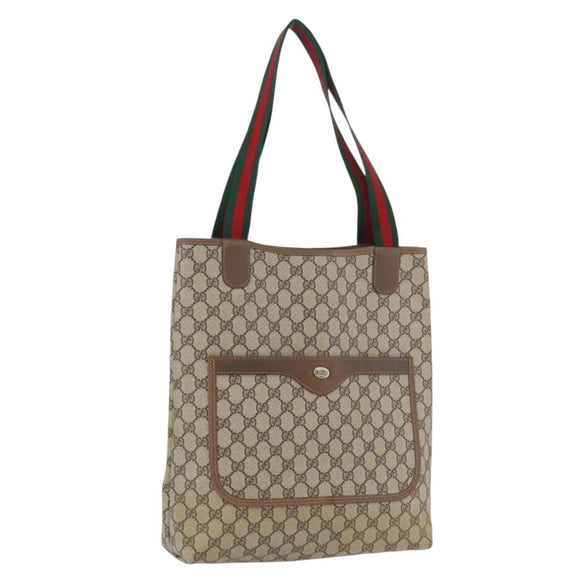 GUCCI GG Supreme Web Sherry Line Bag PVC Beige Red Green 39 02 003 Auth 173817