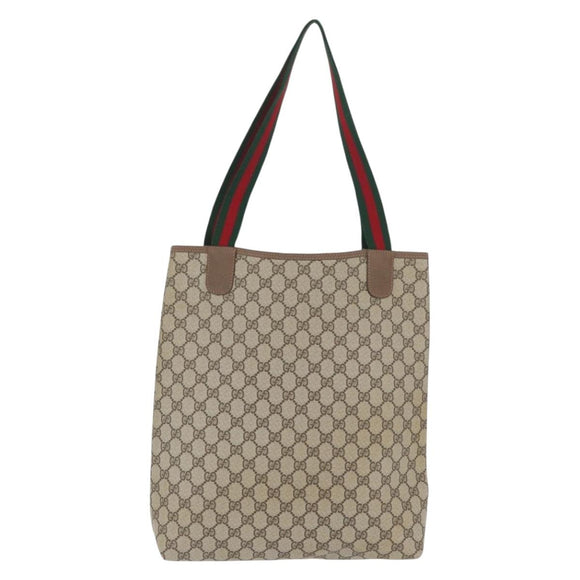 GUCCI GG Supreme Web Sherry Line Bag PVC Beige Red Green 39 02 003 Auth 173817
