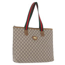 GUCCI GG Plus Supreme Web Sherry Line Tote Bag PVC Beige Red Green Auth 173818-1