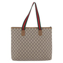 GUCCI GG Plus Supreme Web Sherry Line Tote Bag PVC Beige Red Green Auth 173818-3