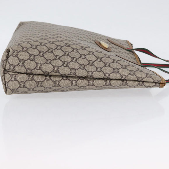 GUCCI GG Plus Supreme Web Sherry Line Tote Bag PVC Beige Red Green Auth 173818