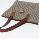 GUCCI GG Plus Supreme Web Sherry Line Tote Bag PVC Beige Red Green Auth 173818-6