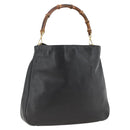 GUCCI Bamboo Shoulder Bag Leather Black Gold Auth 173820-1
