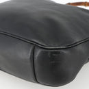 GUCCI Bamboo Shoulder Bag Leather Black Gold Auth 173820-10