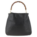 GUCCI Bamboo Shoulder Bag Leather Black Gold Auth 173820-2