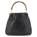 GUCCI Bamboo Shoulder Bag Leather Black Gold Auth 173820-3