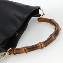 GUCCI Bamboo Shoulder Bag Leather Black Gold Auth 173820-7