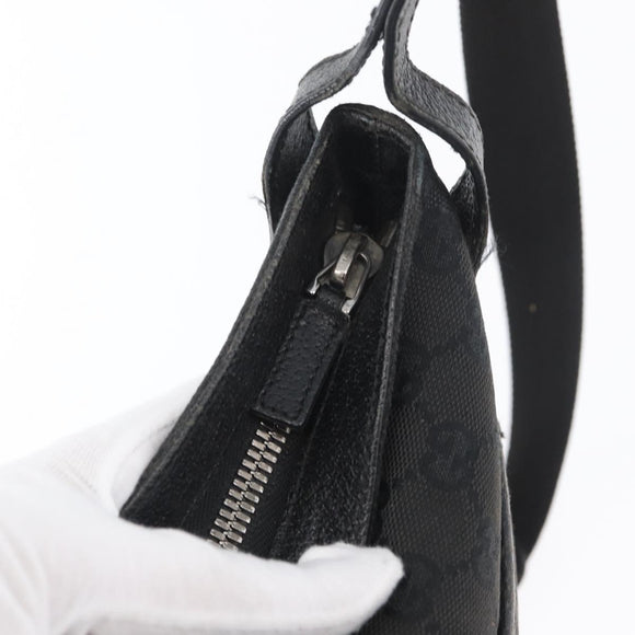 GUCCI GG Canvas Shoulder Bag Black Silver 122793 Auth 173821