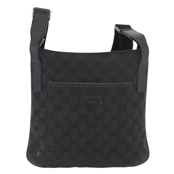 GUCCI GG Canvas Shoulder Bag Black Silver 122793 Auth 173821