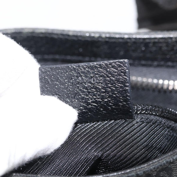 GUCCI GG Canvas Shoulder Bag Black Silver 122793 Auth 173821