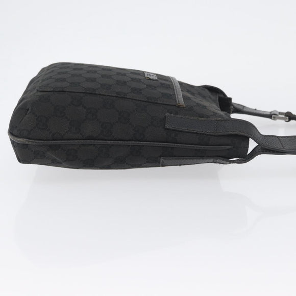 GUCCI GG Canvas Shoulder Bag Black Silver 122793 Auth 173821