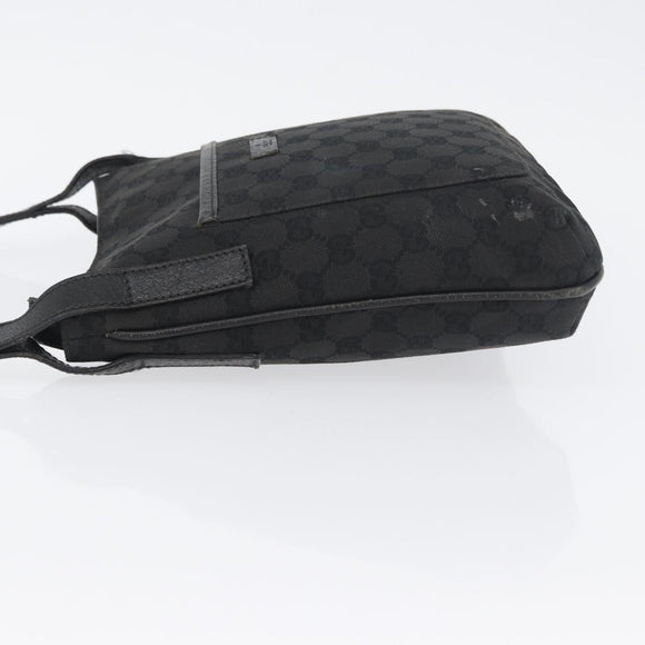 GUCCI GG Canvas Shoulder Bag Black Silver 122793 Auth 173821