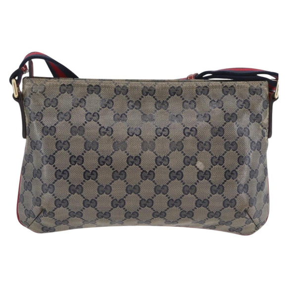 GUCCI GG Crystal Sherry Line Bag Coated Canvas Navy Gold 189749 Auth 173822