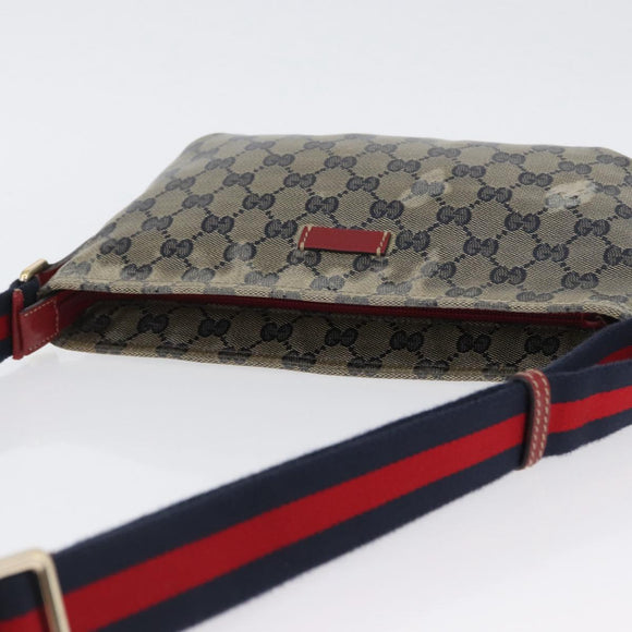 GUCCI GG Crystal Sherry Line Bag Coated Canvas Navy Gold 189749 Auth 173822
