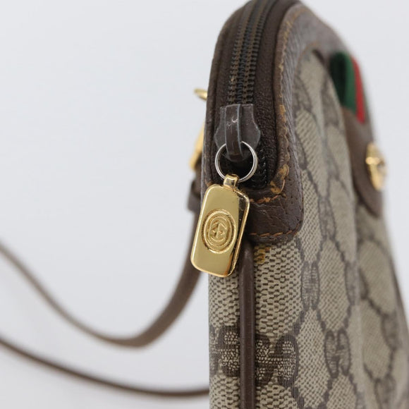 GUCCI GG Supreme Web Sherry Line Bag PVC Beige Gold 904 02 047 Auth 173823