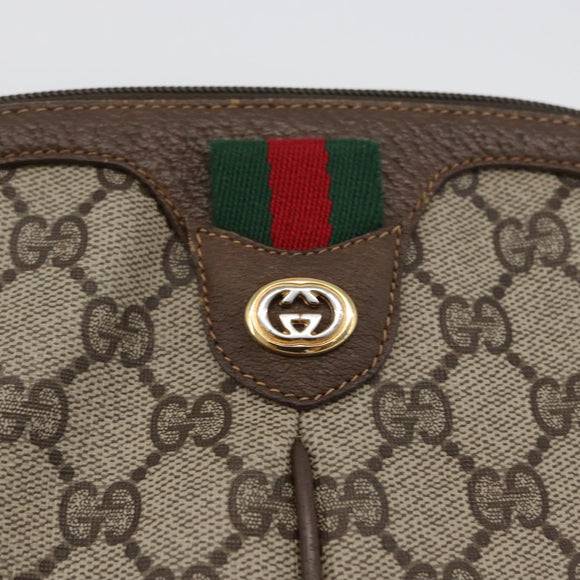 GUCCI GG Supreme Web Sherry Line Bag PVC Beige Gold 904 02 047 Auth 173823