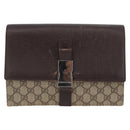 GUCCI GG Supreme Clutch Bag PVC Beige Silver 131213 Auth 173825-13