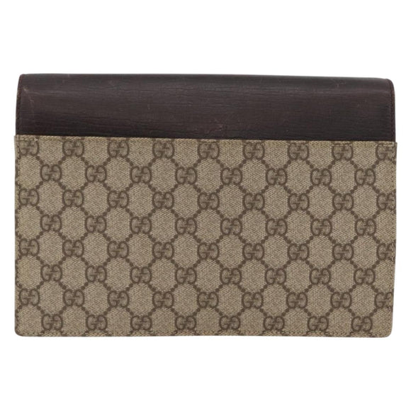 GUCCI GG Supreme Clutch Bag PVC Beige Silver 131213 Auth 173825