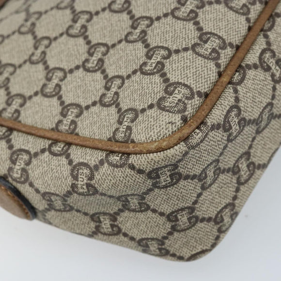 GUCCI GG Plus Supreme Shoulder Bag PVC Beige Gold Auth 173828