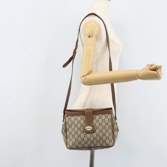 GUCCI GG Plus Supreme Shoulder Bag PVC Beige Gold Auth 173828
