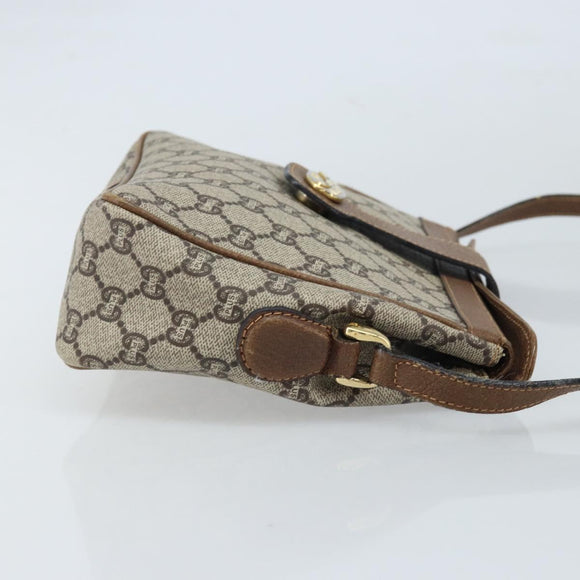 GUCCI GG Plus Supreme Shoulder Bag PVC Beige Gold Auth 173828