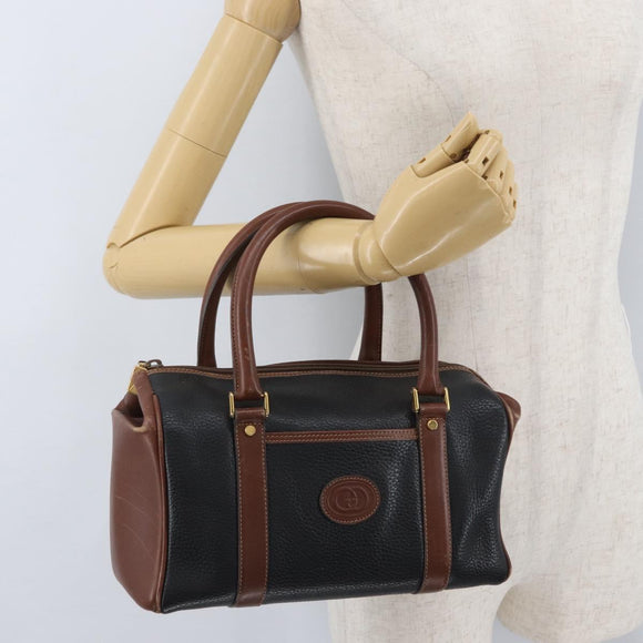 GUCCI Hand Bag Leather Black Gold 000 101 0140 Auth 173829