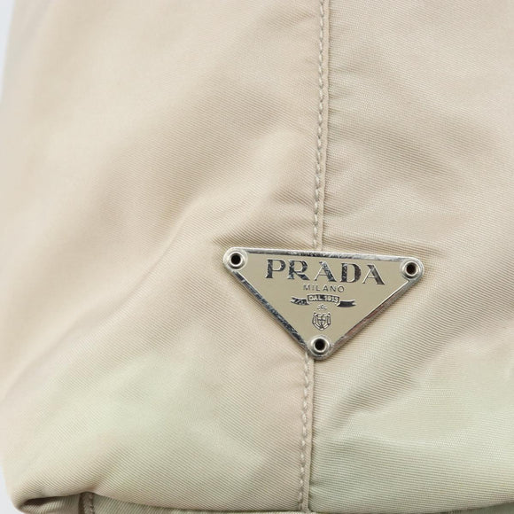 PRADA Shoulder Bag Nylon Ivory Silver Auth 173830