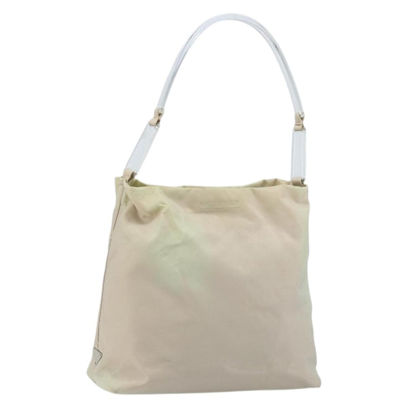 PRADA Shoulder Bag Nylon Ivory Silver Auth 173830