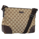 GUCCI GG Canvas Shoulder Bag Beige Silver Auth 173832-1