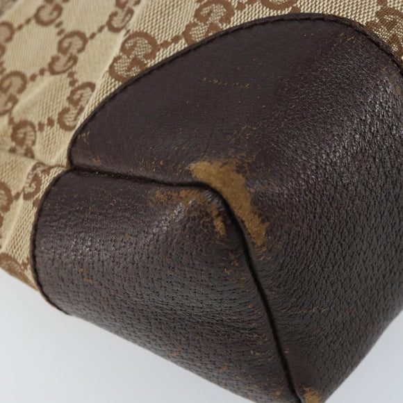 GUCCI GG Canvas Shoulder Bag Beige Silver Auth 173832