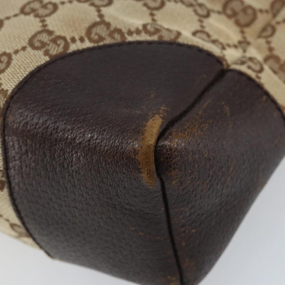 GUCCI GG Canvas Shoulder Bag Beige Silver Auth 173832