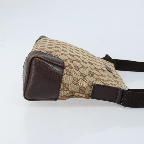 GUCCI GG Canvas Shoulder Bag Beige Silver Auth 173832