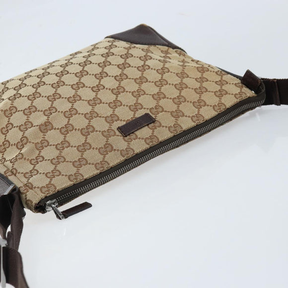 GUCCI GG Canvas Shoulder Bag Beige Silver Auth 173832