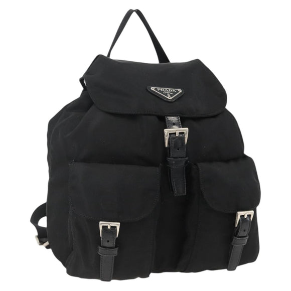 PRADA Backpack Nylon Black Silver Auth 173833