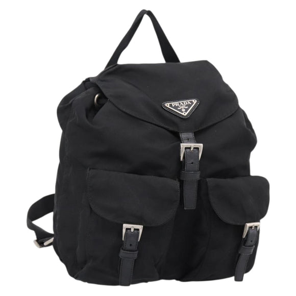 PRADA Backpack Nylon Black Silver Auth 173833