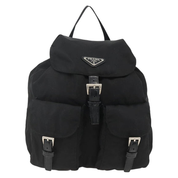 PRADA Backpack Nylon Black Silver Auth 173833