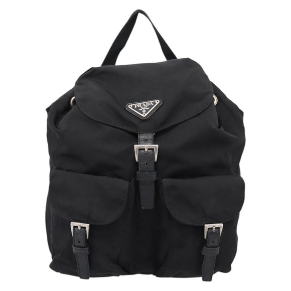 PRADA Backpack Nylon Black Silver Auth 173833