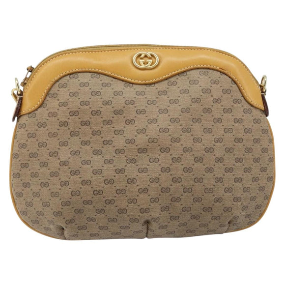 GUCCI Micro GG Supreme Shoulder Bag PVC Beige Gold 007 49 0819 Auth 173835