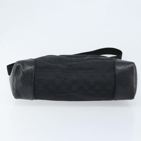 GUCCI GG Canvas Schoudertas Zwart Zilver 110054 Auth 173836