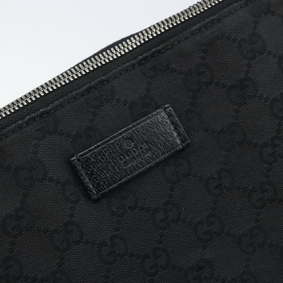 GUCCI GG Canvas Schoudertas Zwart Zilver 110054 Auth 173836