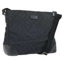 GUCCI GG Canvas Schoudertas Zwart Zilver 110054 Auth 173836-1