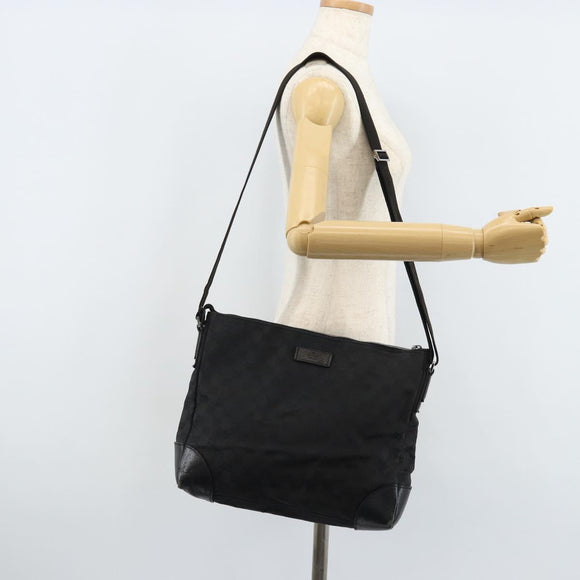 GUCCI GG Canvas Schoudertas Zwart Zilver 110054 Auth 173836
