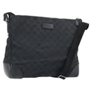 GUCCI GG Canvas Schoudertas Zwart Zilver 110054 Auth 173836-2